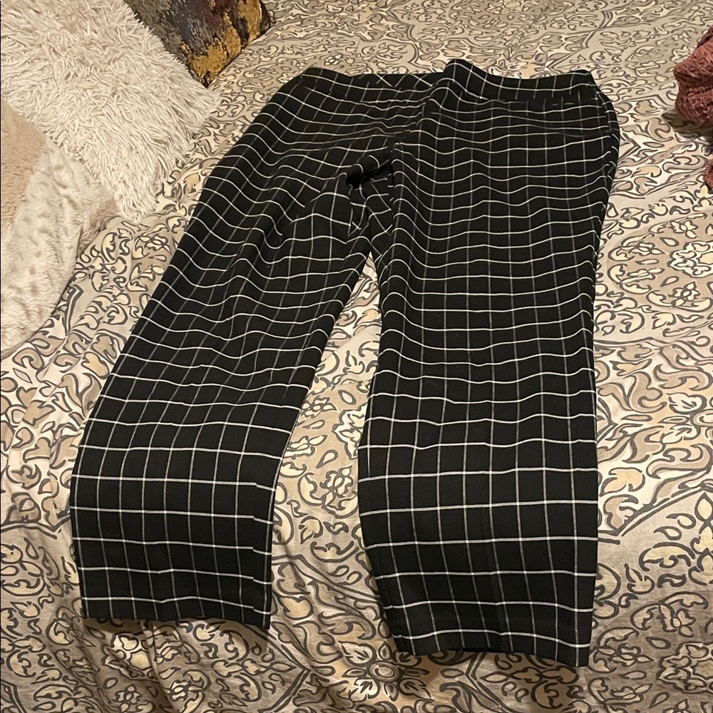 Ann Taylor Factory Black and White Grid Wide Leg Pants